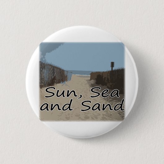Zon, Zee en zand Ronde Button 5,7 Cm (Voorkant)