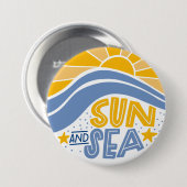 Zon, Zee en Zomerstrand Ronde Button 7,6 Cm (Voorkant /achterkant)