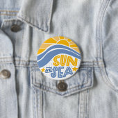 Zon, Zee en Zomerstrand Ronde Button 7,6 Cm (In situ)