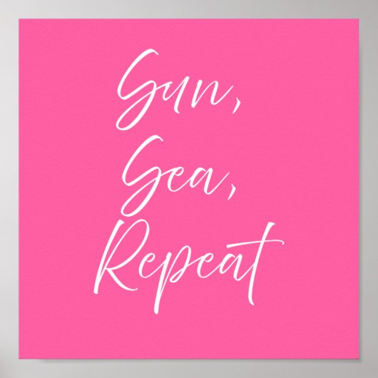 Zon Zee Herhaling Roze Poster | Preppy Kust (Voorkant)