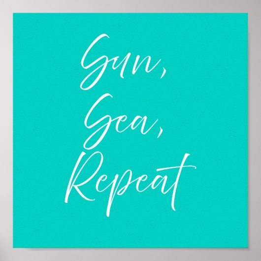 Zon Zee Herhaling Turquoise Poster | Preppy Kust (Voorkant)