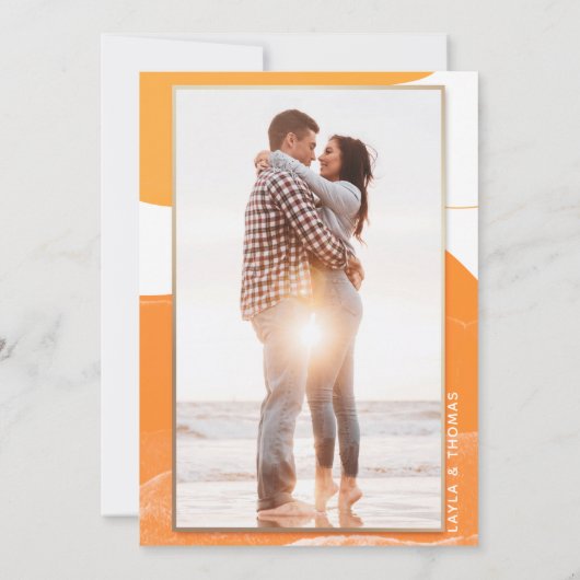 Zon Zee Strand Foto We Maken Onze Trouwdatum Klein Aankondiging (Achterkant)