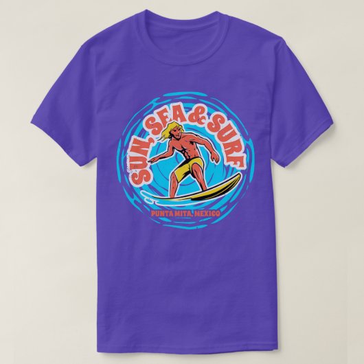  zon Zee Surf Punta Mita Mexico Retro Surfi T-shirt (Design voorkant)