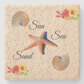 Zon, zee, zandsteen onderzetter (Voorkant)