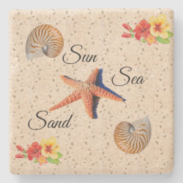 Zon, zee, zandsteen onderzetter