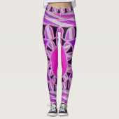 ZON ZONNE-ENERGIE Abstract Geometrisch Roze, Wit Leggings (Voorkant)