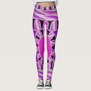 ZON ZONNE-ENERGIE Abstract Geometrisch Roze, Wit Leggings