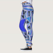ZON ZONNE-ENERGIE Abstract Geometrisch Wit Blauw Leggings (Links)