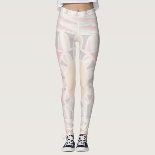 ZON ZONNE-ENERGIE Abstract Geometrisch Wit Leggings (Voorkant)