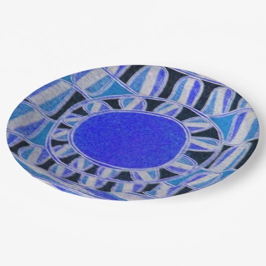 ZON ZONNE-ENERGIE Blauw Wit Zwart Papieren Bordje (Gekanteld)