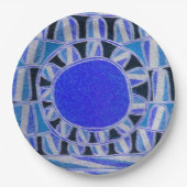 ZON ZONNE-ENERGIE Blauw Wit Zwart Papieren Bordje (Voorkant)