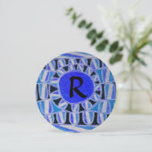 ZON ZONNE-ENERGIE CIRKEL MONOGRAM, Blauw Zwart Kaart (Staand voorkant)
