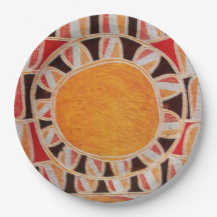 ZON ZONNE-ENERGIE Geel Oranje Rood Zwart Papieren Bordje
