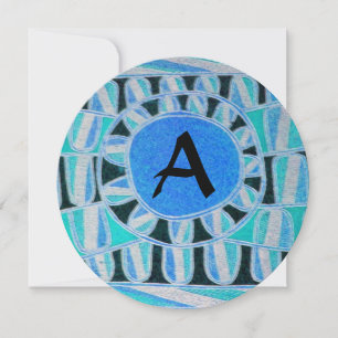 ZON ZONNE-ENERGIE MONOGRAM Aqua Blauw Abstract Kaart