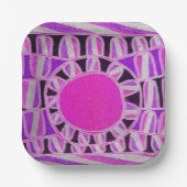 ZON ZONNE-ENERGIE Roze Paars Wit Zwart Papieren Bordje (Voorkant)