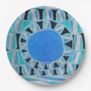 ZON ZONNE-ENERGIE Teal Blauw Wit Zwart Papieren Bordje