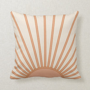 Zon Zonsopgang Aardetinten Terracotta Retro Zonnes Kussen