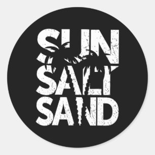 Zon Zout Zand Palmboom Hawaï Strand Zomer Vakantie Ronde Sticker