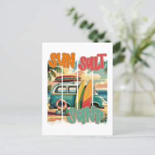 Zon, Zout, Zand – Retro Beach Vibes Briefkaart