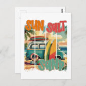 Zon, Zout, Zand – Retro Beach Vibes Briefkaart (Voorkant / Achterkant)