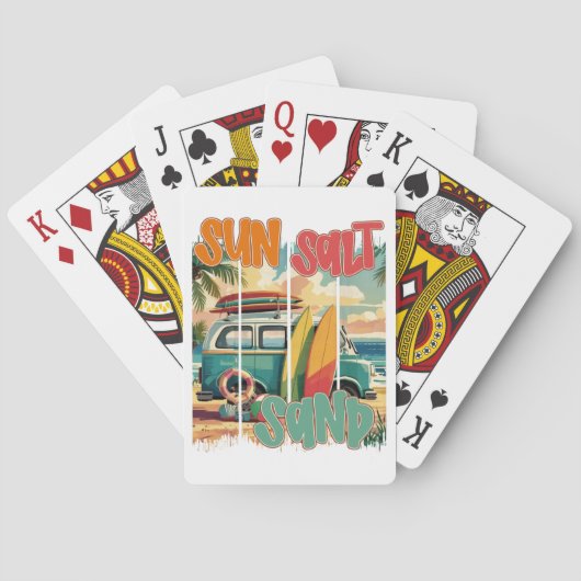Zon, Zout, Zand – Retro Beach Vibes Pokerkaarten (Achterkant)