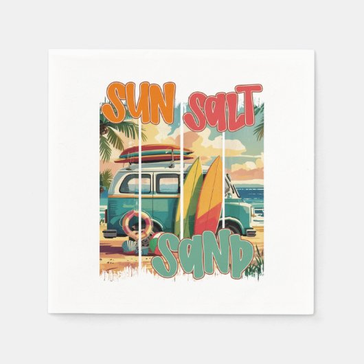 Zon, Zout, Zand – Retro Beach Vibes Servet (Voorkant)