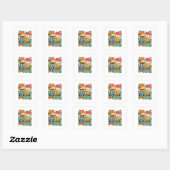 Zon, Zout, Zand – Retro Beach Vibes Vierkante Sticker (Vel)