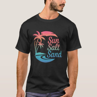 Zon Zout Zand Retro Palmboom Strand Zomer Vakantie T-shirt
