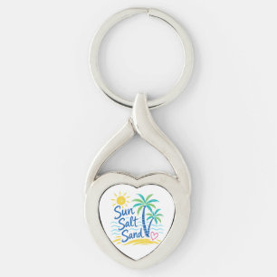 Zon Zout Zand – Tropisch Strand Palmboom Zomer  Sleutelhanger