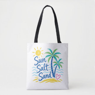 Zon Zout Zand – Tropisch Strand Palmboom Zomer Tote Bag
