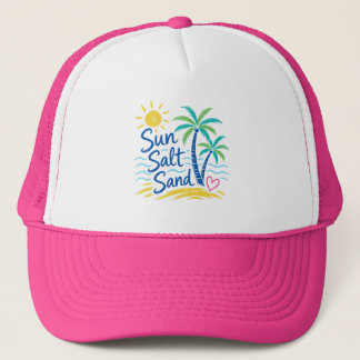 Zon Zout Zand – Tropisch Strand Palmboom Zomer Trucker Pet