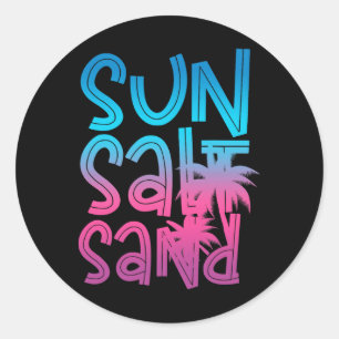 Zon Zout Zand Zomer Vibes Tropische Vakantie Stran Ronde Sticker