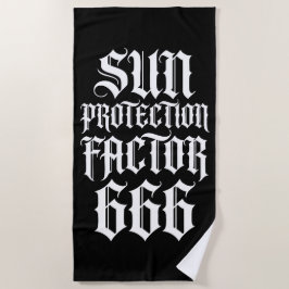 Zonbeschermingsfactor 666 gotische typografie ontw strandlaken