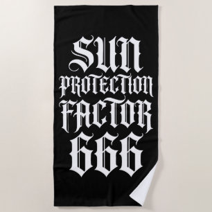 Zonbeschermingsfactor 666 gotische typografie ontw strandlaken