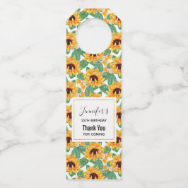  zonbloemen Geel en Groen Patroon Dag Flessenhanger