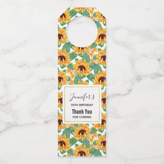 zonbloemen Geel en Groen Patroon Dag Flessenhanger (Voorkant)