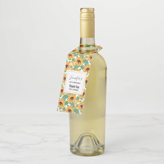 zonbloemen Geel en Groen Patroon Dag Flessenhanger (Schuin)