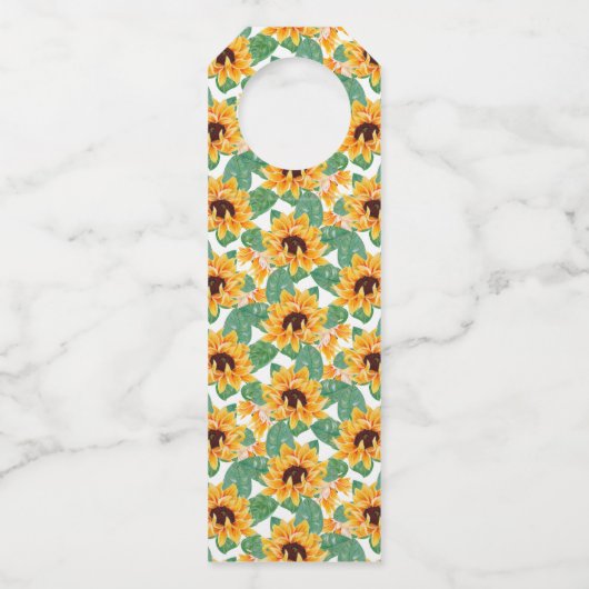 zonbloemen Geel en Groen Patroon Dag Flessenhanger (Achterkant)