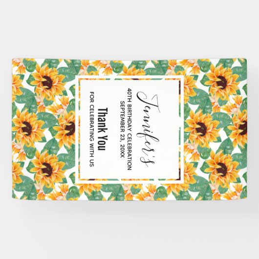  zonbloemen Geel en Groen Patroon Dag Spandoek (Horizontaal)