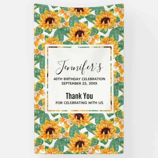 zonbloemen Geel en Groen Patroon Dag Spandoek (Verticaal)