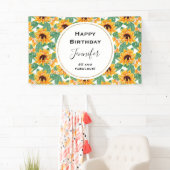 zonbloemen Geel en Groen Patroon Dag Spandoek (Insitu)