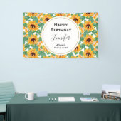 zonbloemen Geel en Groen Patroon Dag Spandoek (Beurs)