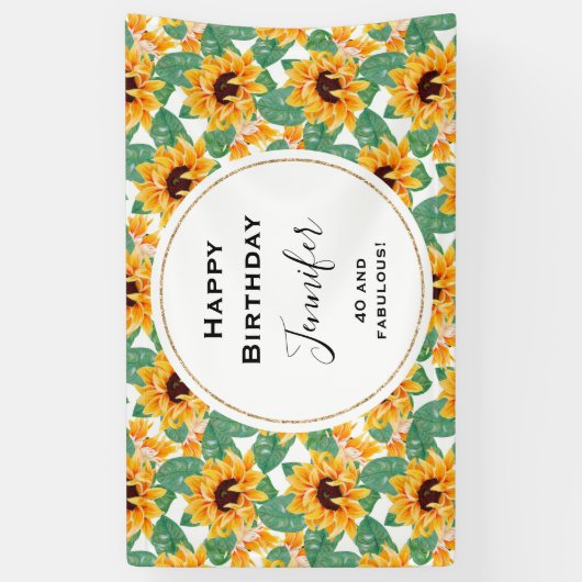 zonbloemen Geel en Groen Patroon Dag Spandoek (Verticaal)