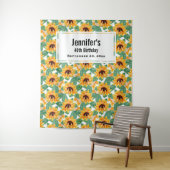 zonbloemen Geel en Groen Patroon Dag Wandkleed (In situ)