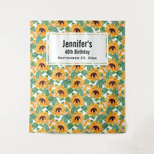  zonbloemen Geel en Groen Patroon Dag Wandkleed (Voorkant)