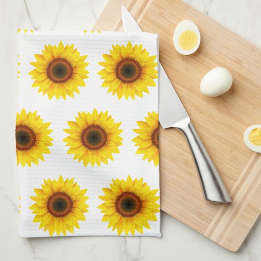 Zonbloemen keukenhanddoek (Quarter Fold)