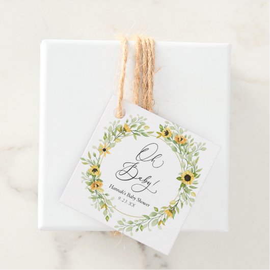 Zonbloemen Oh baby Bedankjes Labels (In situ)