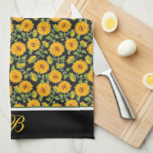 Zonbloesemmonogram Kitchen Towel Theedoek (Quarter Fold)