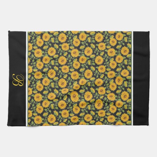 Zonbloesemmonogram Kitchen Towel Theedoek (Horizontaal)