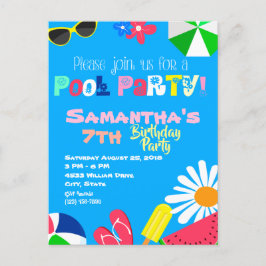 Zonbril zonnebril voor zomerpool Birthday Beach Briefkaart